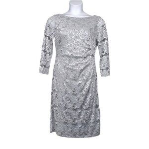 Eliza J Womens Grey Silver Lace Sequin Dress Size 14 NWT